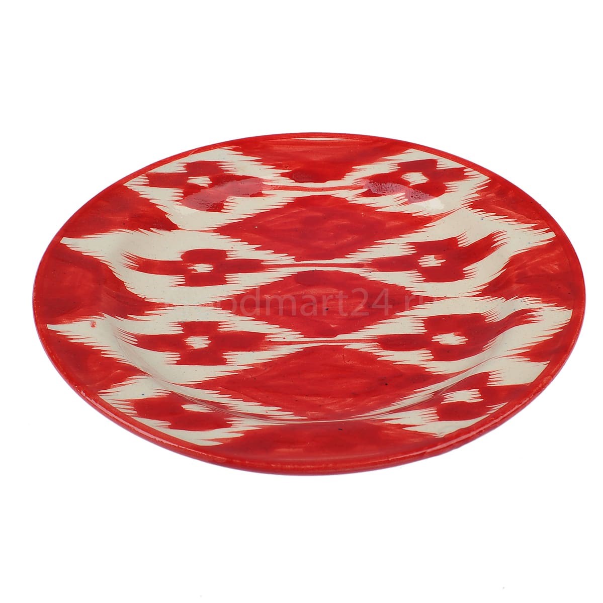 Тарелка плоская Риштанская Керамика, Атлас красный 17 см — Компания «Печи-нн.рф»