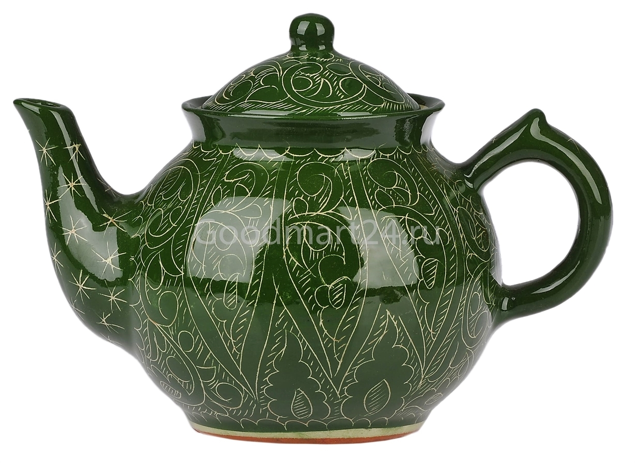 Чайник заварочный Риштанская Керамика, зеленый  — Компания «Печи-нн.рф»