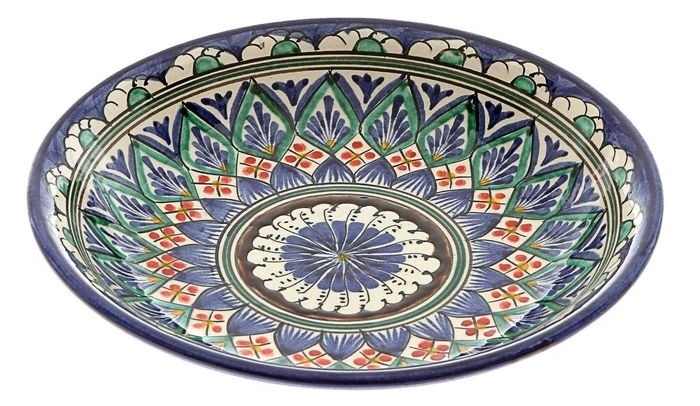 Тарелка глубокая Риштанская Керамика, синяя 19 см — Компания «Печи-нн.рф»