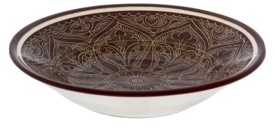 Тарелка глубокая Риштанская Керамика, коричневая 20 см — Компания «Печи-нн.рф»